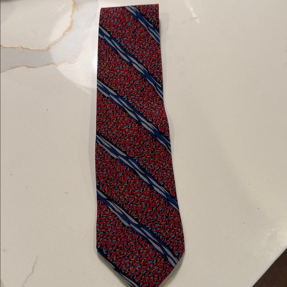 Missoni Red and Blue Abstract Pattern Vintage Tie